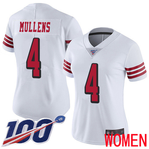 San Francisco 49ers Limited White Women Nick Mullens NFL Jersey #4 100th Season Rush Vapor Untouchable->women nfl jersey->Women Jersey